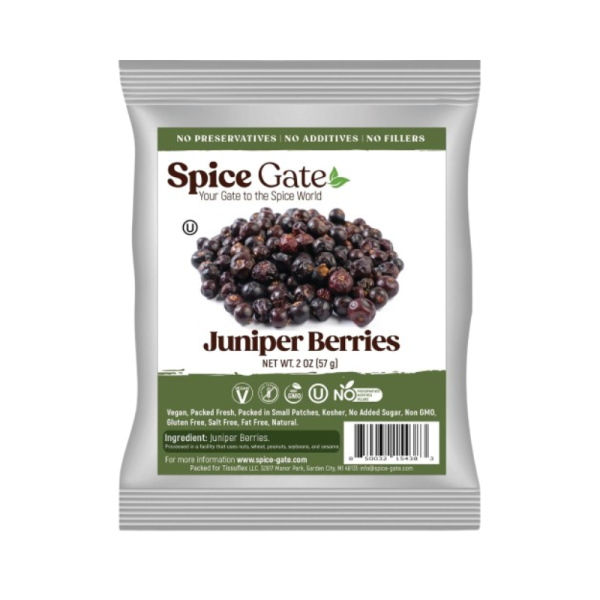 Spice Gate Whole Juniper Berries - 2 oz | Perfect for Meat, Turkey, Soups & Tea