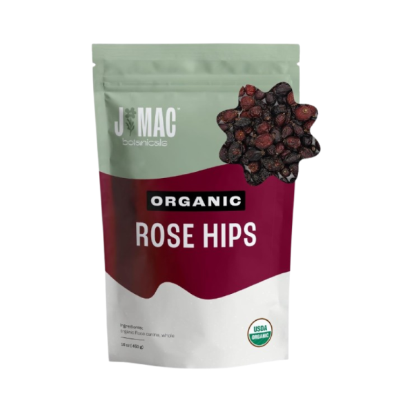 J MAC BOTANICALS Organic Dried Rose Hips - 1 lb Bag | Whole, Natural Rose Hips for Herbal Tea