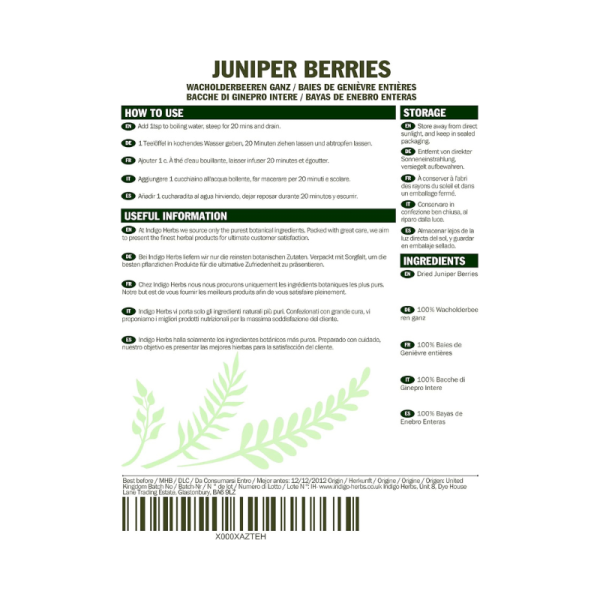 Indigo Herbs Whole Juniper Berries – 500g | Premium-Grade for Culinary & Herbal Wellness - Image 2