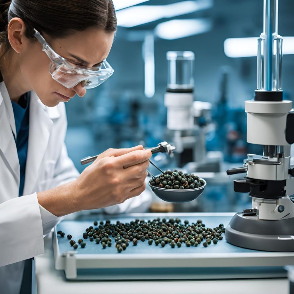 Certified quality assurance team overseeing juniper berry testing and quality control