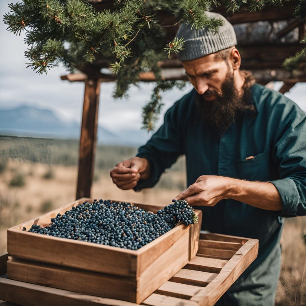 Farmers ethically sourcing juniper berries for sustainable agriculture