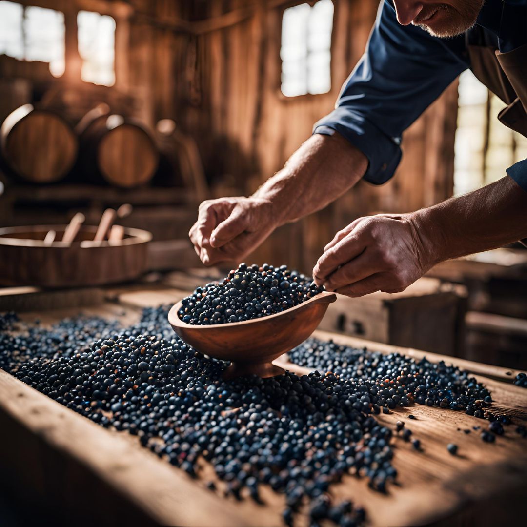 Juniper berries prepared for essential oil extraction