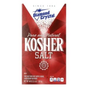 Front view of Diamond Crystal Kosher Salt packaging