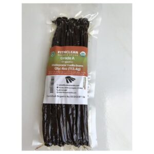 4oz Organic Madagascar Vanilla Beans, Grade A Bourbon pods, USDA Organic and Non-GMO, 6"-8" in size