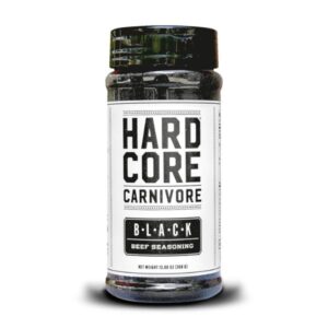 Hardcore Carnivore Black Charcoal Seasoning Large Shaker for steak and BBQ.