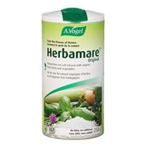 Herbamare Original Fine Sea Salt 250g by A.Vogel, a natural seasoning blend with fine sea salt and organic herbs.