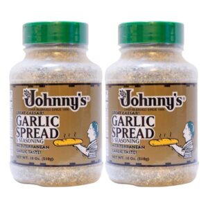 Open Pack of 2 container of Johnny's Garlic Spread & Seasoning showing contents.