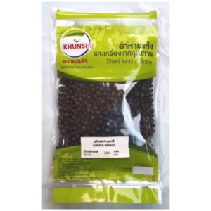 Front view of Juniper Berry – 200g Pack with premium dried whole berries