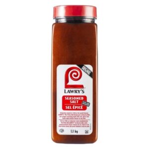 Front view of Lawry's Original Seasoned Salt 1.1kg showcasing iconic packaging.