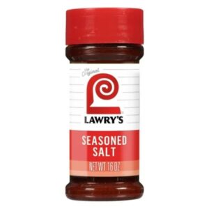 Front view of Lawry's Seasoned Salt 16oz, showing the iconic packaging and bold label.