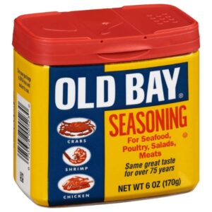 Front view of OLD BAY Seasoning 6oz container, iconic blend for seafood, chicken, and more.