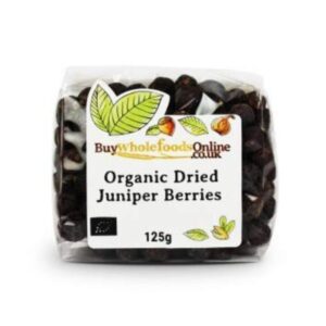 Organic Dried Juniper Berries 125g front view packaging