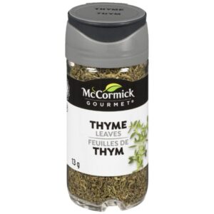 Front view of Premium Quality Natural Thyme Leaves – 13g Glass Bottle