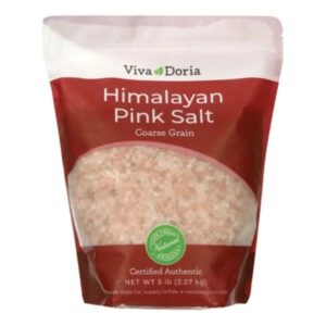 Viva Doria Himalayan Pink Salt (Coarse Grain, 5 lb) – Premium Mineral-Rich Salt packaging close-up