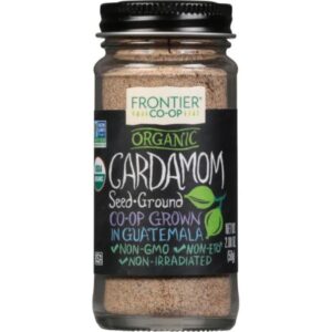 Organic Cardamom Powder in a Glass Bottle with Metal Cap