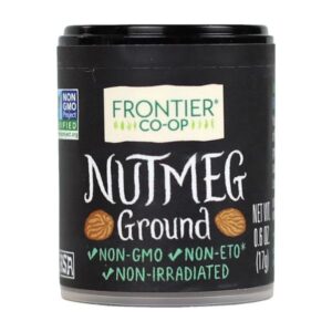 Jar of ground nutmeg, weighing 0.04lb, suitable for sweet and savory recipes.