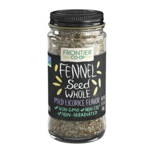 Front view of Whole Fennel Seeds in packaging, showcasing the 0.4lb size and product label.