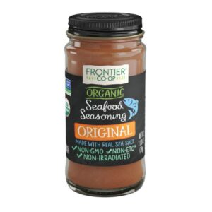 Frontier Co-op Original Organic Seafood Seasoning in square bottle, 0.49Lb, Fair Trade Certified.