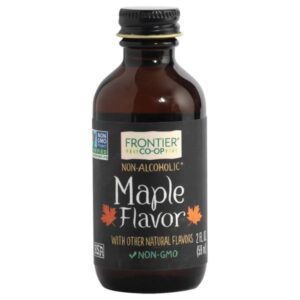 Bottle of Frontier® Maple Syrup Flavoring - 0.33lb with rich, sweet flavor for sweet and savory dishes.
