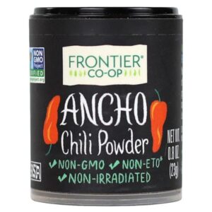 Organic Ancho Chili Powder by Frontier in packaging.