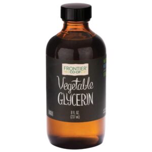 Frontier Co-op® Vegetable Glycerin 1.4 lb glass bottle, plant-based, Kosher, non-irradiated.