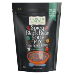Southwest Black Bean Soup Mix in Recloseable Bag with Chili Peppers.