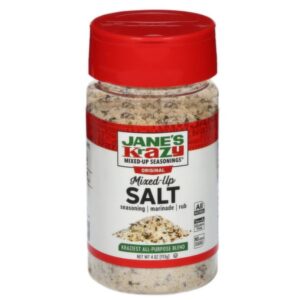 Jane's Krazy Original Mixed-Up Salt Marinade & Seasoning, 4 Ounce bottle for grilling and cooking.