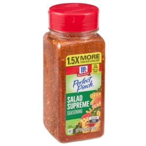 Front view of McCormick Perfect Pinch Salad Supreme Seasoning 8.25 oz bottle