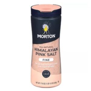 Front view of Morton Himalayan Pink Salt - Fine Grain, 17.6 oz.