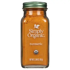 Simply Organic Ground Turmeric in a 2.38 oz jar.