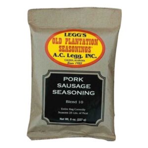 A.C. Legg Blend 10 Pork Sausage Seasoning front view of the 8 oz package