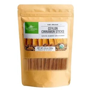 Ceylon Flavors Organic Ceylon Cinnamon Sticks - 3.5 oz (3") Premium Grade, USDA Certified Organic from Sri Lanka
