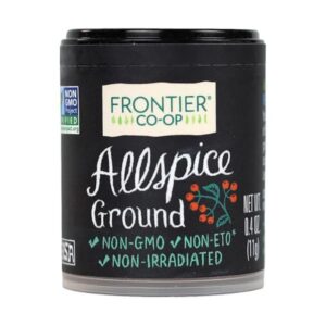 Allspice Powder in 0.04lb packaging, showcasing Kosher, Non-ETO, and Non-Irradiated certification.