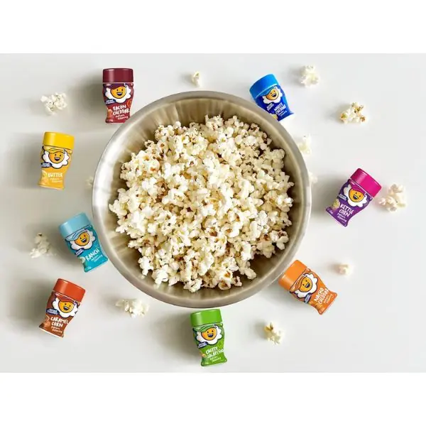 Close-up of Kernel Season’s Popcorn Seasoning Mini Jars with Variety of Flavors