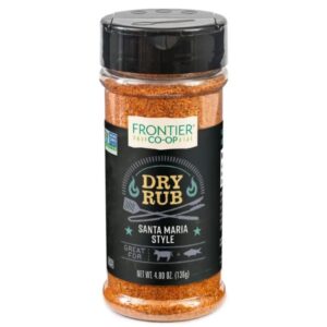 Front view of Frontier Co-op® Santa Maria Style Dry Rub jar showcasing bold seasoning.