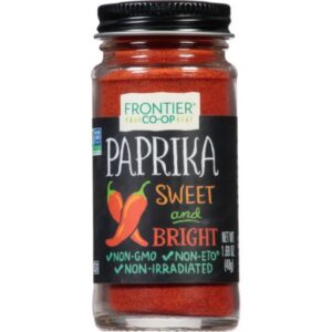 Frontier Co-op® Ground Paprika in a glass bottle with a metal cap, 0.42 lb.