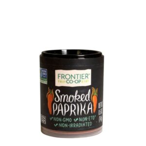 Frontier Co-op® Smoked Paprika – Ground, 0.05 lb, in a glass bottle showcasing the deep red color