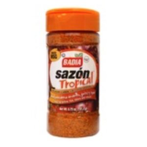 Front view of Badia Tropical Seasoning with Coriander and Annatto 191.4g packaging