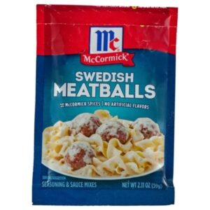 McCormick Swedish Meatballs Seasoning & Sauce Mix – 2.11oz packaging front view.