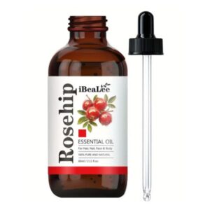 100% Pure Rosehip Essential Oil for Face and Hair Care, Hydrating, Glycerin-Infused.