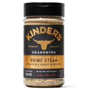 Kinder's Prime Steak with Black Garlic & Truffle Seasoning – 7.9 Ounce, Premium Rub for Grilling and BBQ