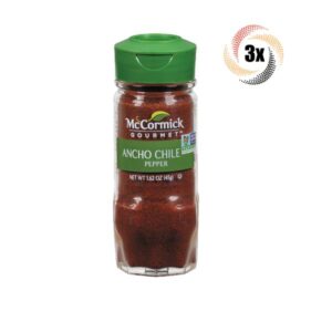 McCormick Gourmet Ancho Chile Pepper Seasoning 3 Shakers Front View