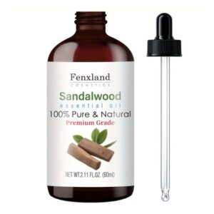 2.11fl Oz bottle of Unisex Sandalwood Essential Oil, 100% pure and glycerin-infused