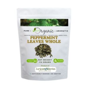 Organic Peppermint Leaves Whole in a Glass Jar