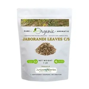 Organic dried Jaborandi leaves cut and sifted in resealable bag