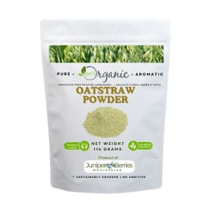 Organic Oatstraw Powder in a Glass Jar